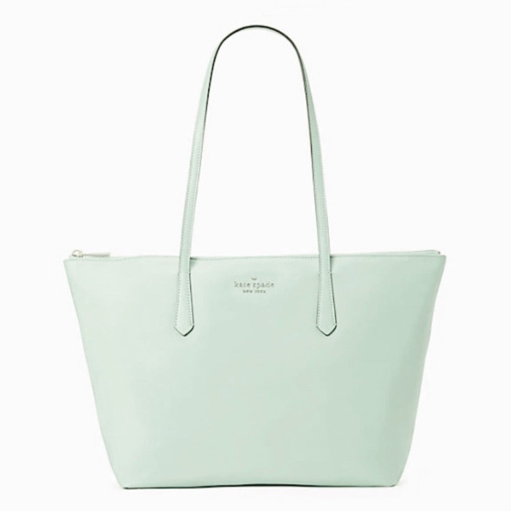 ♠️Kate Spade Kitt Nylon Large Top Zip Tote, Crystal Blue Green NWT